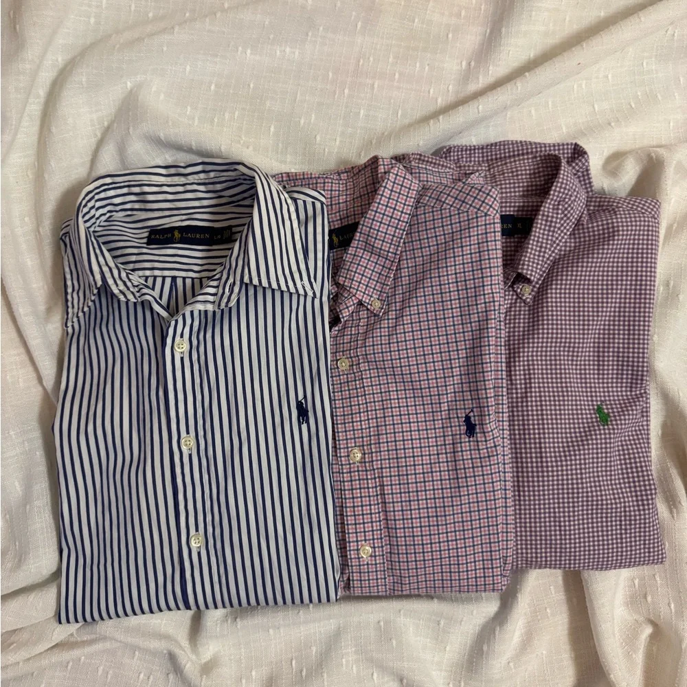 Polo by Ralph Lauren Casual Button Down Shirts Blue and Pink - Picture 1 of 3